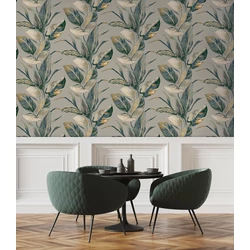 Sketchtwenty3 Óriás levélmintás kék-bézs vlies tapéta Seville Azure 53 cm X 10 m