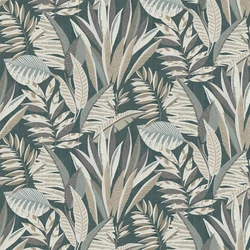 Sketchtwenty3 Trópusi leveles zöld-bézs vlies tapéta Garda Emerald  53 cm X 10 m