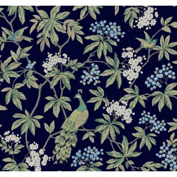 York Páva mintás kék vlies tapéta Peacock Estate Navy 68,58 cm X 8,22 m