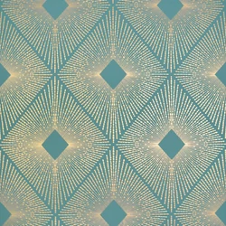 York Elegáns geometrikus zöldeskék vlies tapéta Harlowe Light Teal/Gold 52,83 cm X 10 m