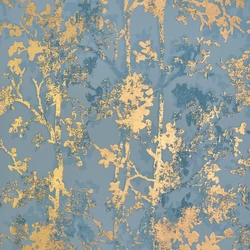 York kék-arany fa mintás vlies tapéta metál fénnyel Shimmering Foliage Blue/Gold 52,83 cm X 10 m