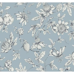 York Egzotikus viráginda kék vlies tapéta Passion Flower Toile Sky 68,58 cm X 8,22 m