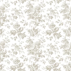 York Romantikus virágmintás barna-fehér vlies tapéta Anemone Toile Taupe 52 cm X 10 m