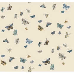 York Bájos pillangós bézs vlies tapéta finom arany részletekkel Butterfly House Linen 68,58 cm X 8,22 m
