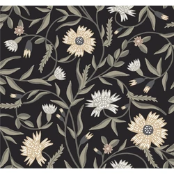 York Vadvirágos fekete vlies tapéta Aster Black 68,58 cm X 8,22 m