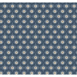 York Apró virág mintás pöttyös kék-arany vlies tapéta Emma Navy 68,58 cm X 8,22 m
