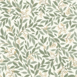 York Modern levélmintás zöld-fehér vlies tapéta Willowberry Sage & White 52 cm X 10 m