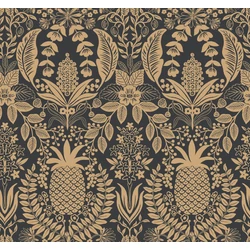 York Ananászos damaszk mintás fekete-arany vlies tapéta Pineapple Damask Black/Gold 68,58 cm X 8,22 m