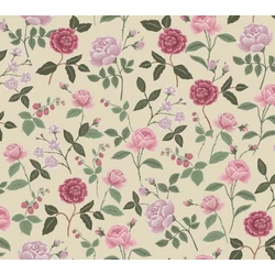 York Rózsa mintás lila-bézs vlies tapéta Roses Linen 68,58 cm X 8,22 m