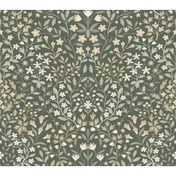 York Vadvirágos olivazöld vlies tapéta Garden Terrace Olive 68,58 cm X 8,23 m