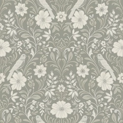 York Szecessziós stílusú madaras szürke vlies tapéta Colette Gray 52 cm X 10 m