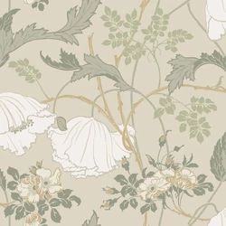 York Virágmintás zöld-bézs vlies tapéta Gwendolyn Linen/Sage 52 cm X 10 m