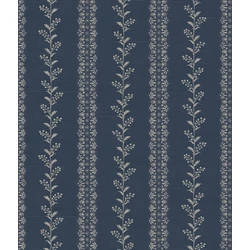York Csíkos virágos kék vlies tapéta Everleigh Navy 52 cm X 10 m