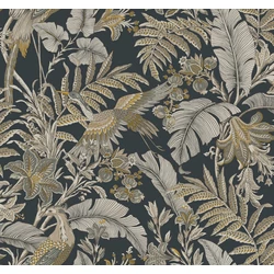 York Virágos fekete vlies tapéta darumadarakkal Heronwood Black 68,58 cm X 8,22 m