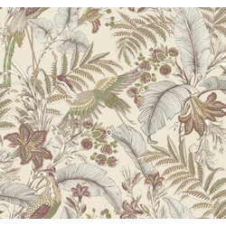 York Virágos zöld-bézs vlies tapéta darumadarakkal Heronwood Mulberry 68,58 cm X 8,22 m