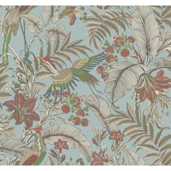 York Virágos világoskék vlies tapéta darumadarakkal Heronwood Sky Blue 68,58 cm X 8,22 m