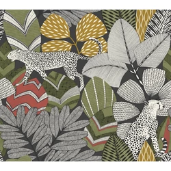 York Egzotikus színes vlies tapéta jaguárral Namiri Black 68,58 cm X 8,22 m