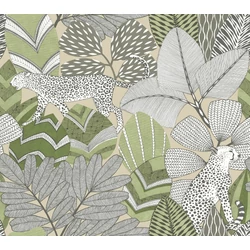 York Egzotikus zöld vlies tapéta jaguárral Namiri Green 68,58 cm X 8,22 m