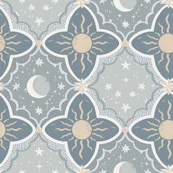 York Nap és csillagok kék vlies tapéta Sol & Måne Blue 53 cm X 10 m