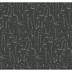 York Vitorlásokat ábrázoló modern fekete-fehér vlies tapéta Vermillion Coast Carbon Black 68,58 cm X 8,22 m
