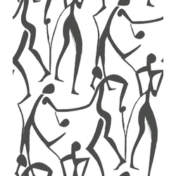 York Táncoló alakok fekete-fehér vlies tapéta Joyful Dancers Carbon Black 52 cm X 10 m