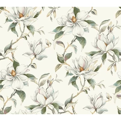 York Magnóliás fehér-zöld vlies tapéta Garden Jewels White 68,58 cm X 8,22 m