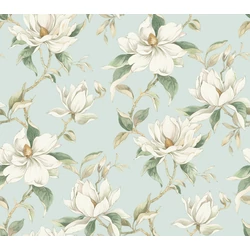 York Magnóliás világoskék vlies tapéta Garden Jewels Spa 68,58 cm X 8,22 m