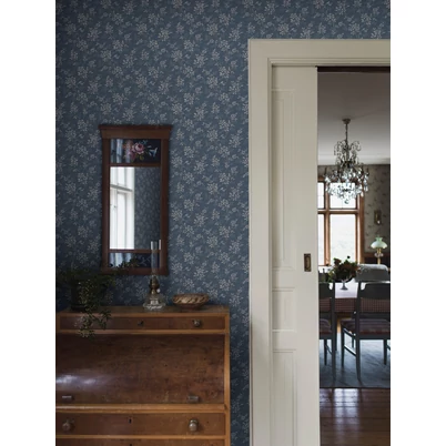 Boras Pöttyös virágos kék vlies tapéta Hip Rose Blue 53 cm X 10 m