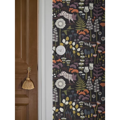 Boras Vidám állatos modern fekete vlies tapéta Hanna Werning Hoppmosse Black 53 cm X 10 m