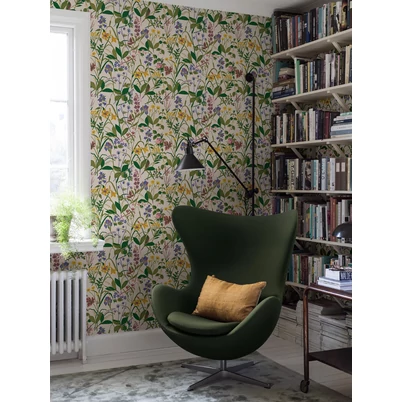 Boras Színes virágos zöld vlies tapéta Gocken Jobs Ros och Lilja Multi 53 cm X 10 m