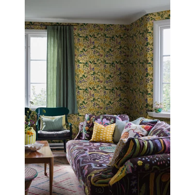 Boras Színes virágos sárga vlies tapéta Gocken Jobs Ros och Lilja Multi 53 cm X 10 m