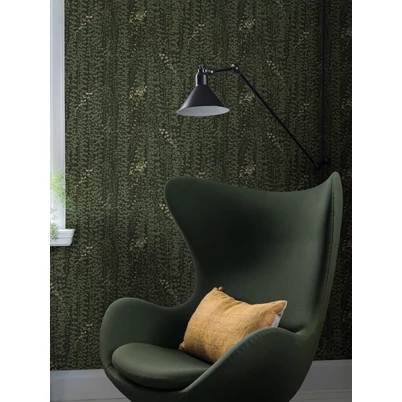 Boras Inda mintás modern zöld vlies tapéta Arne Jacobsen Ranke Green 53 cm X 10 m