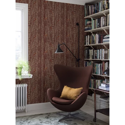 Boras Inda mintás modern bordó vlies tapéta Arne Jacobsen Ranke Red 53 cm X 10 m