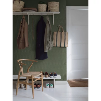 Boras Geometriai mintás modern zöld vlies tapéta Arne Jacobsen Ypsilon Green 53 cm X 10 m