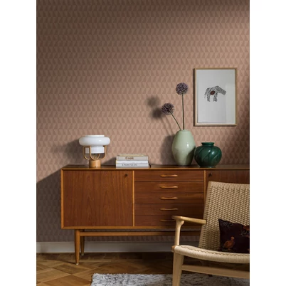 Boras Geoemtriai mintás modern rózsaszín vlies tapéta Arne Jacobsen Trapez Pink 53 cm X 10 m