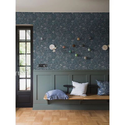 Boras Romantikus levél mintás kék vlies tapéta Nocturne Blue 53 cm X 10 m