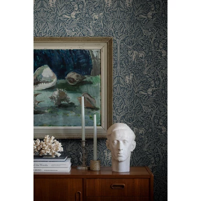 Boras Erdei állatos kék vlies tapéta Under the Elder Tree Blue 53 cm X 10 m