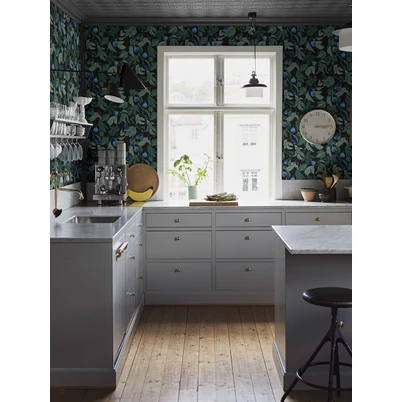 Boras Füge mintás modern fekete vlies tapéta Figs Black 49 cm X 10 m