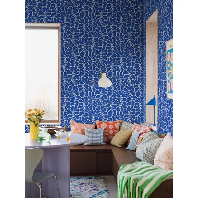 Boras Modern levélmintás kék vlies tapéta My Secret Garden Blue 49 cm X 10 m