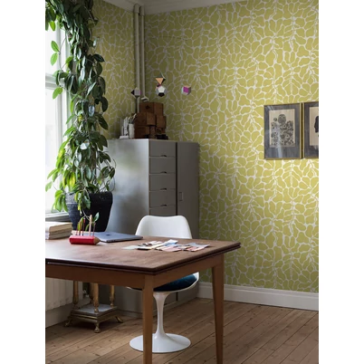 Boras Modern levélmintás sárga vlies tapéta My Secret Garden Yellow 49 cm X 10 m