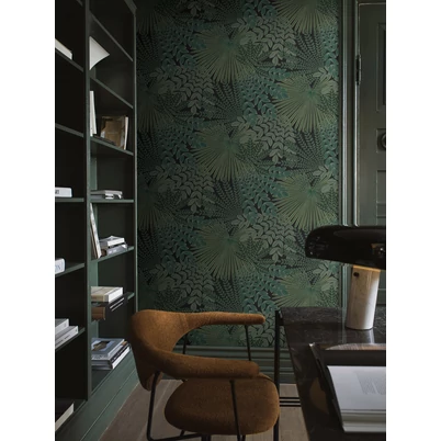 Boras Egzotikus levél mintás sötétzöld vlies tapéta Velvet Leaves Green 53 cm X 10 m