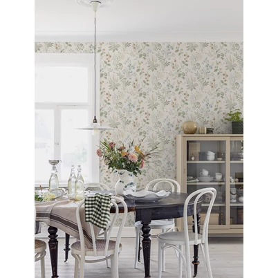 Boras Botanikai mintás skandináv zöld-bézs Folklore Multi 53 cm X 10 m