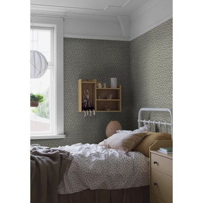 Boras Apró virágos zöld vlies tapéta Skogsblomst Green 53 cm X 10 m