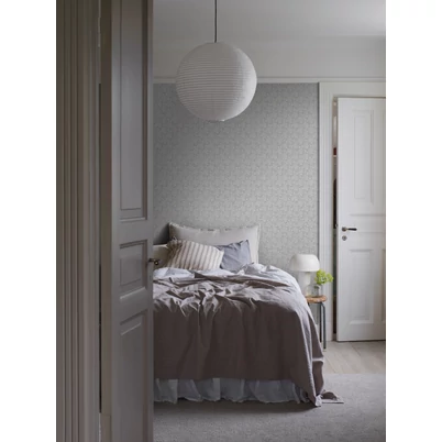 Boras Romantikus virágos rácsos kék-szürke vlies tapéta Sommarslöja Grey 53 cm X 10 m