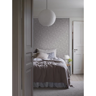 Boras Klasszikus virág mintás szürke vlies tapéta Ängsblomma Grey 53 cm X 10 m