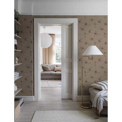 Boras Elegáns virág mintás barna-arany Saga Beige 53 cm X 10 m