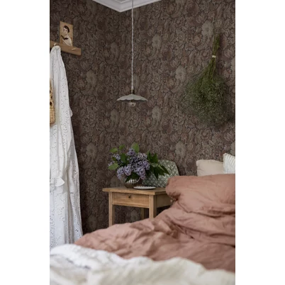 Boras Jacquard hatású virágos bordó vlies tapéta Nightingale Garden Red 53 cm X 10 m