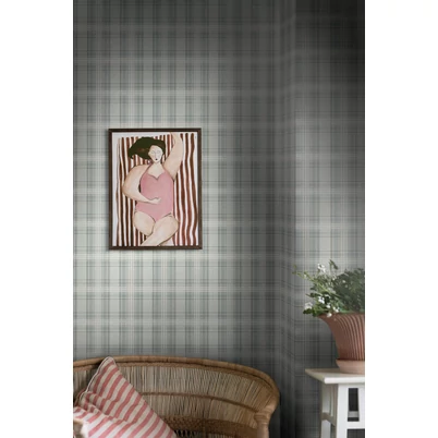 Boras Skót kockás türkiz vlies tapéta Tailor´s Tweed Turquoise 53 cm X 10 m