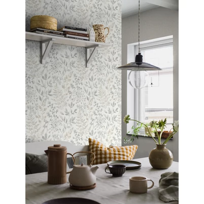 Boras Vintage levél mintás szürke vlies tapéta Sigrid Grey 53 cm X 10 m