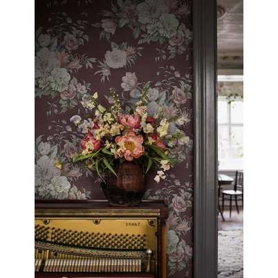 Boras Klasszikus virágcsokros bordó vlies tapéta Floral Charm Red 53 cm X 10 m